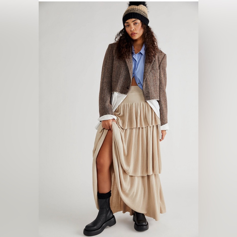 Free People ruffle knit maxi skirt